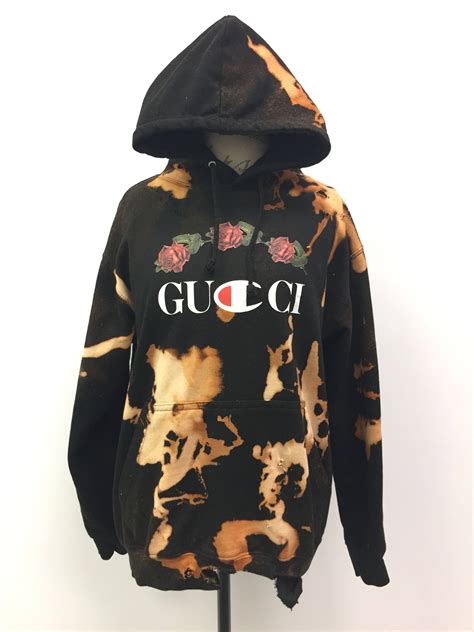 champion x gucci hoodie|Gucci distressed hoodie.